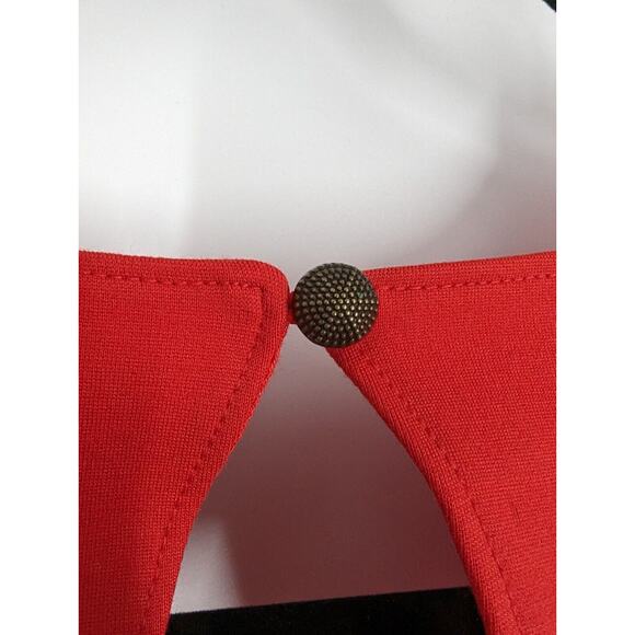 Anthropologie Maeve SZ 4 Squareneck Maxi Dress Red Holiday Cocktail Faux Wrap - Picture 6 of 8